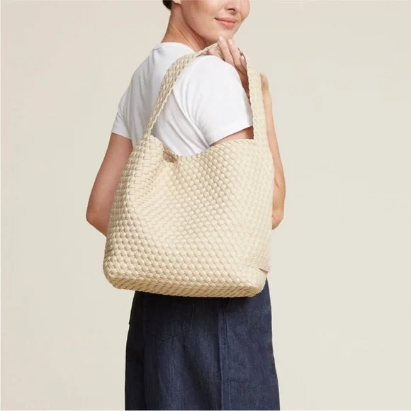 Naghedi Beige Woven Hobo Bag - Picture 2 of 9